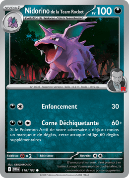 Nidorino de la Team Rocket 118/244 Pokémon Rivalités Destinées (EV10)