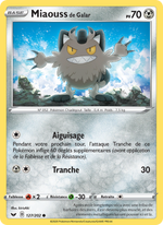 Miaouss de Galar 127/216 Pokémon Épée et Bouclier