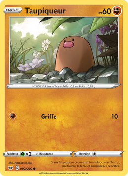Taupiqueur 92/216 Pokémon Épée et Bouclier