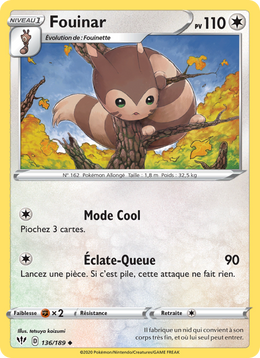 Fouinar 136/201 Pokémon Ténèbres Embrasées